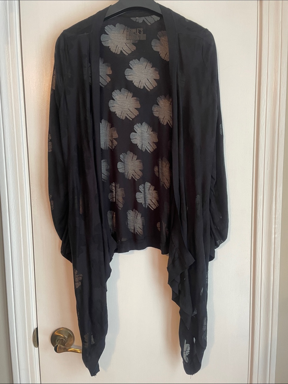 People's Liberation Black Sheer Burnout Draped Cardigan